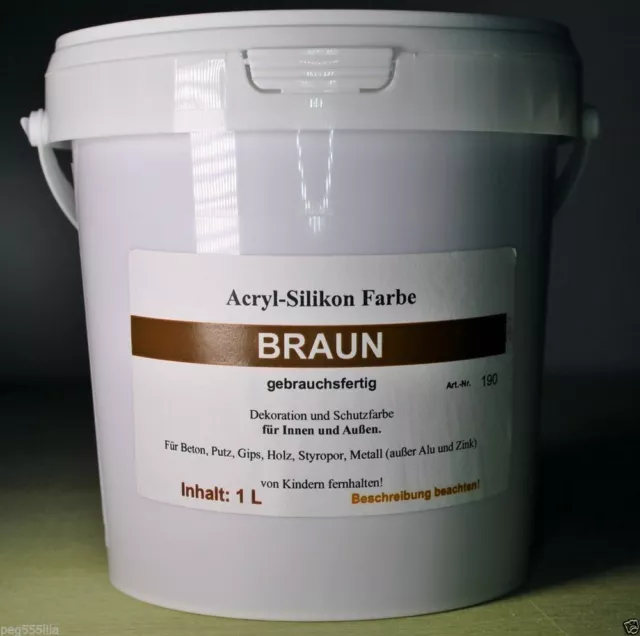 Braun - Acrylsilikon Farbe (L) für innen und außen /Beton, Stein