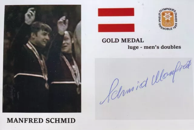 Manfred SCHMID - Österreich, Gold Olympia 1968 Rodeln, Original-Autogramm!