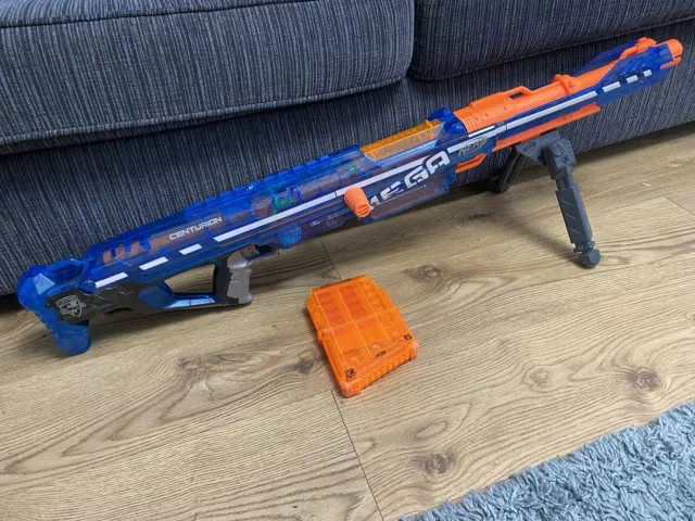 Nerf MEGA Centurion Sniper Rifle Blaster Gun w Magazine & 12 New Darts Works