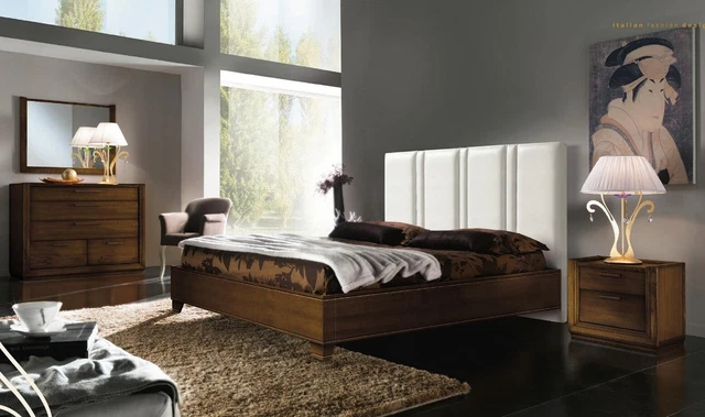 Chambre à Coucher Lit Table de Chevet Lits Double Moderne Châlit Lits Set 3tlg