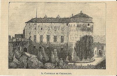 Stampa antica CREMOLINO piccola veduta castello Ovada Alessandria 1897 Old Print 