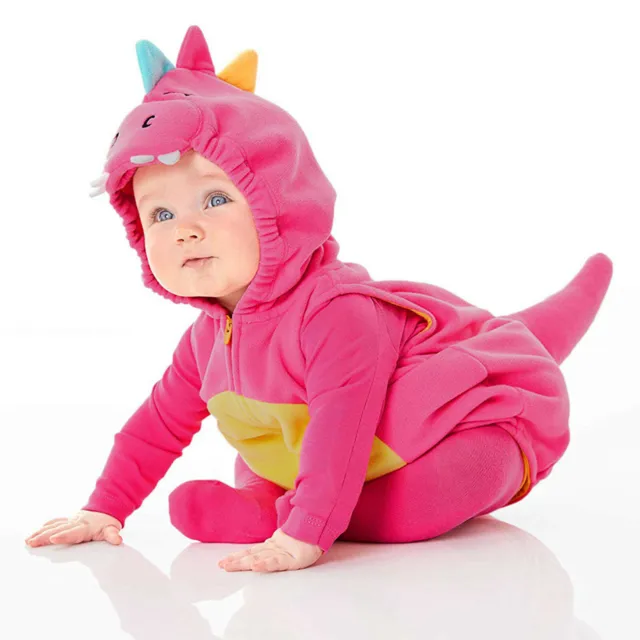 Felpa con cappuccio in pile dinosauro neonato bambine bambine carina neonato body cappotto tuta