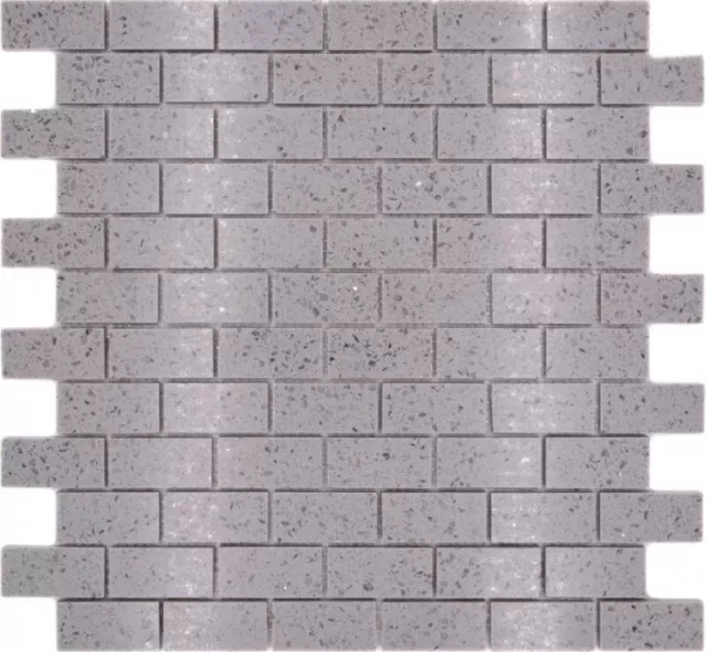 Mosaicos Quarz Komposit Piedra Artificial Ladrillo Artifical Gris MOS46-0204