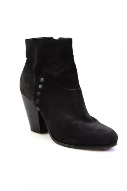 Rag & Bone Womens Leather Side Zip Ankle Boots Black Size 39 LL19LL