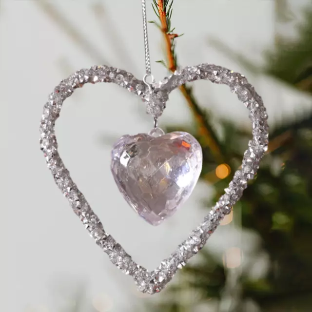 Christmas Tree Ornament Decorative Clear Heart Shaped