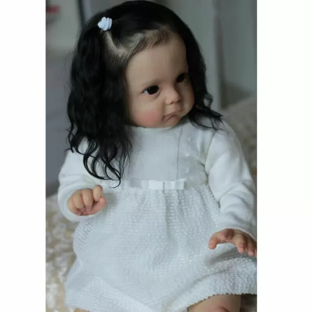 Bambole neonato 24" reborn bambina fatta a mano realistica bambola regalo neonato + vestiti 3