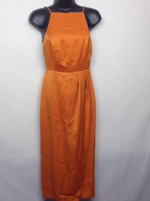 ASOS bodycon high halter neck spaghetti strap orange sleeveless dress Size 4