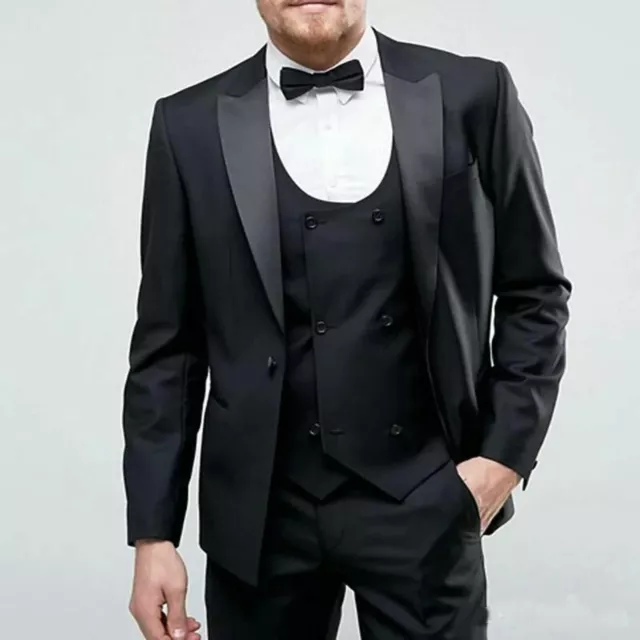 Hombre Negra Trajes de Diseño Boda Novios Cena Informal (Abrigo + Chaleco + )