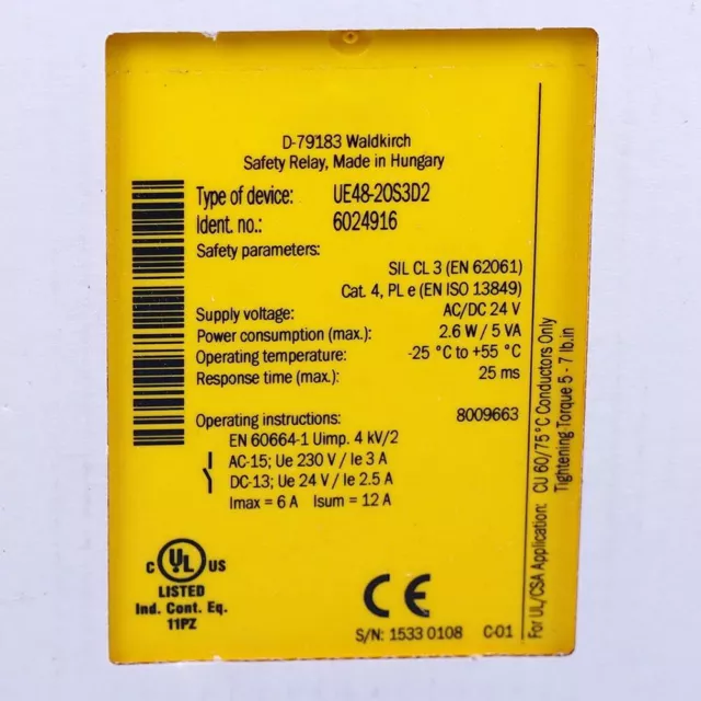 Safety Relay UE48-2OS3D2 6024916 For SICK 24V