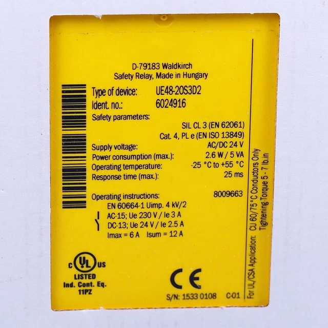 Safety Relay UE48-2OS3D2 6024916 For SICK 24V