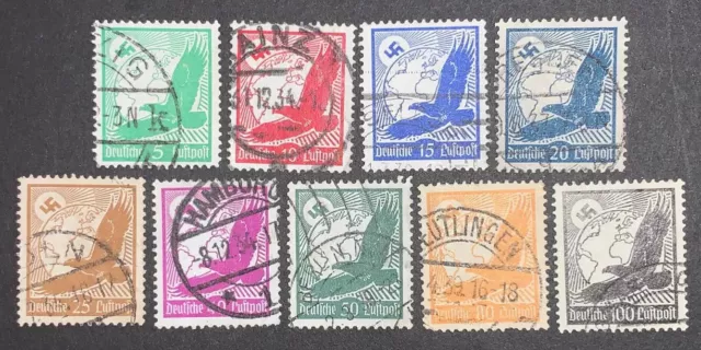 Travelstamps 1934 Germany Stamps Scott #C46-C54 AIR MAIL Third Reich Nazi USED