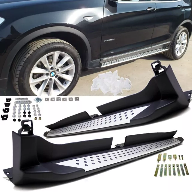 Kit Aluminium Marchepieds Entrée + Matériel de Montage Compatible pour BMW X3