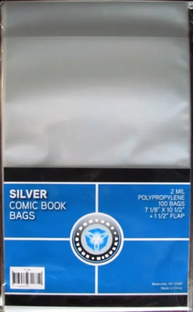 (100) Csp Silver Age Comic Book Poly Storage Bags & Acid Free Backing Boards