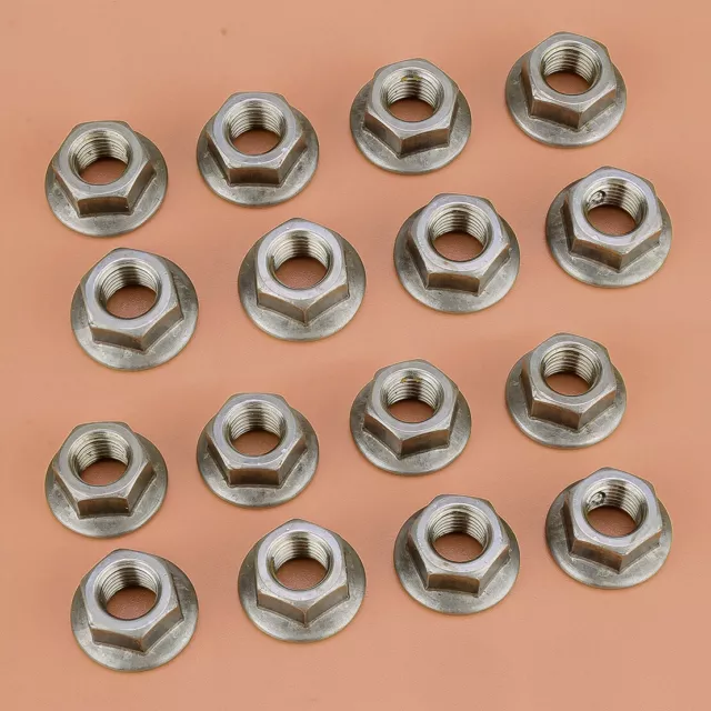 16pcs M10 x 1.25mm Pitch Thread Stainless Steel Hex Flange Nuts 10mm x1.25mm