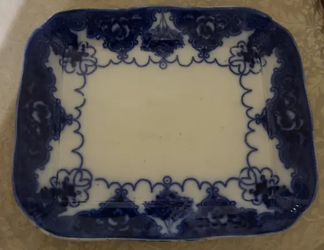 Beautiful Flow Blue 15” Serving Tray – VERY OLD PIECE - VGC – COLLECTIBLE PIECE