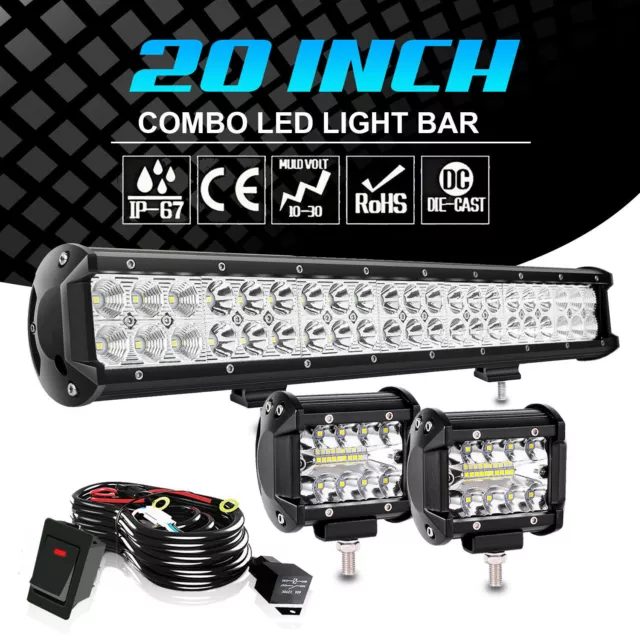 20" Inch Led Work Light Bar Combo Offroad Truck+Wiring For Jeep UTE 4WD ATV UTV