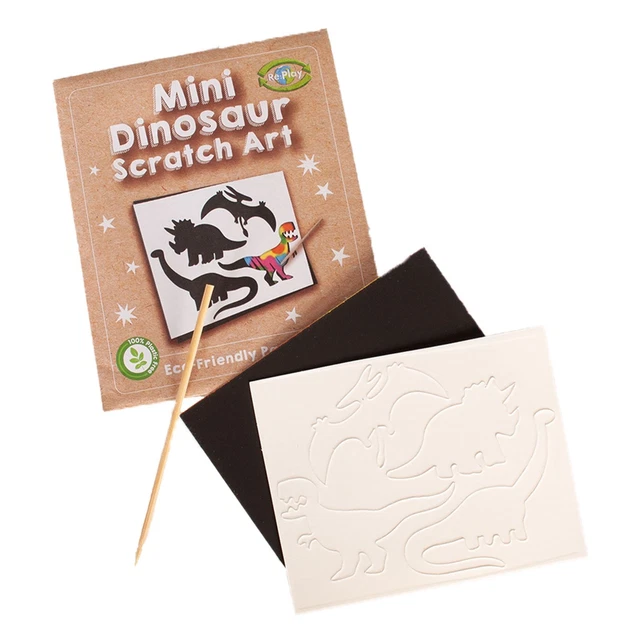 12 x 10 cm mini kit de lámina de arte rascado de dinosaurio