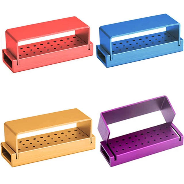 Dental Disinfection Box Aluminium Autoclave 30 Holes Holder Bur Burs Block