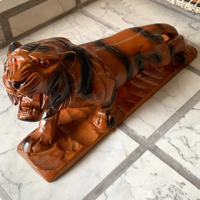 Carved Wooden Tiger statue medium size good condition