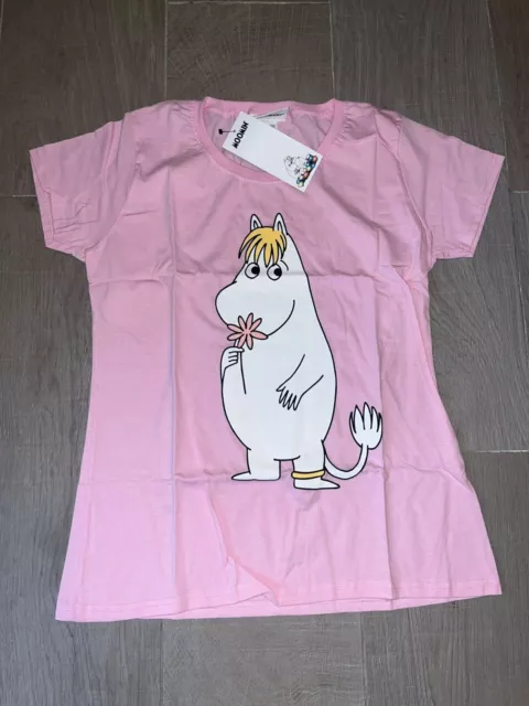 Official Moomins ladies Pink flower t shirt sizes S/M/L/XL/XXL BNWT