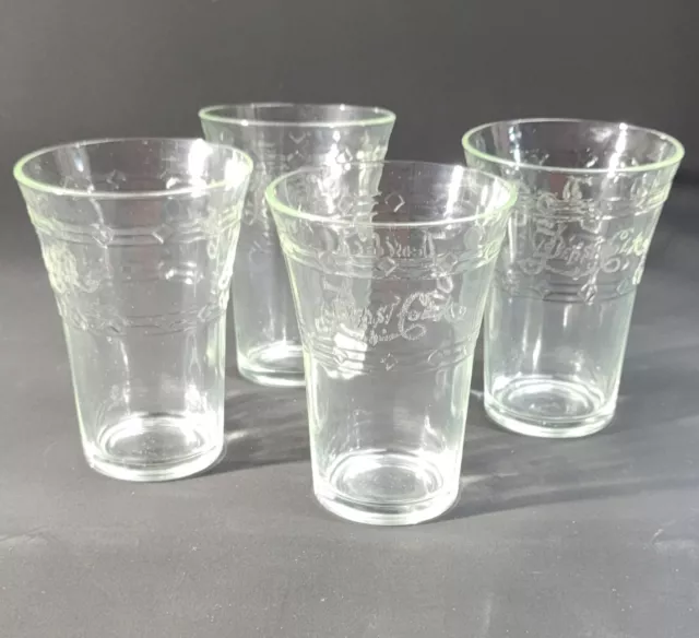 Set of 4 Vintage 1970's Advertising Pepsi Cola Etched Clear Glass Tumblers