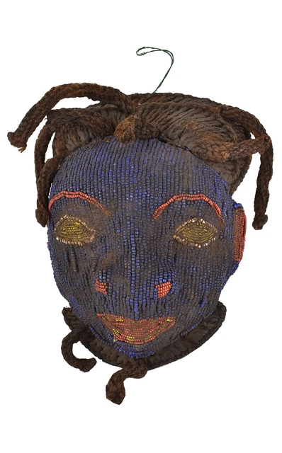 Bamun Face Mask Beaded Raffia Cameroon African Art