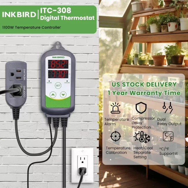 Inkbird Temperature Controller Thermostat ITC-308 Refrigerator Brewing Heating