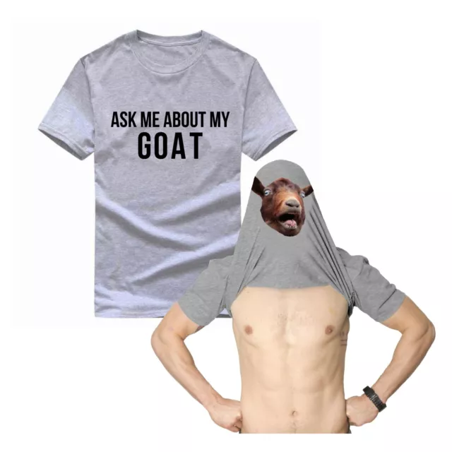 Ask Me About My Goat Flip T-Shirt, Funny Goat Face Costume Dress Unisex Top