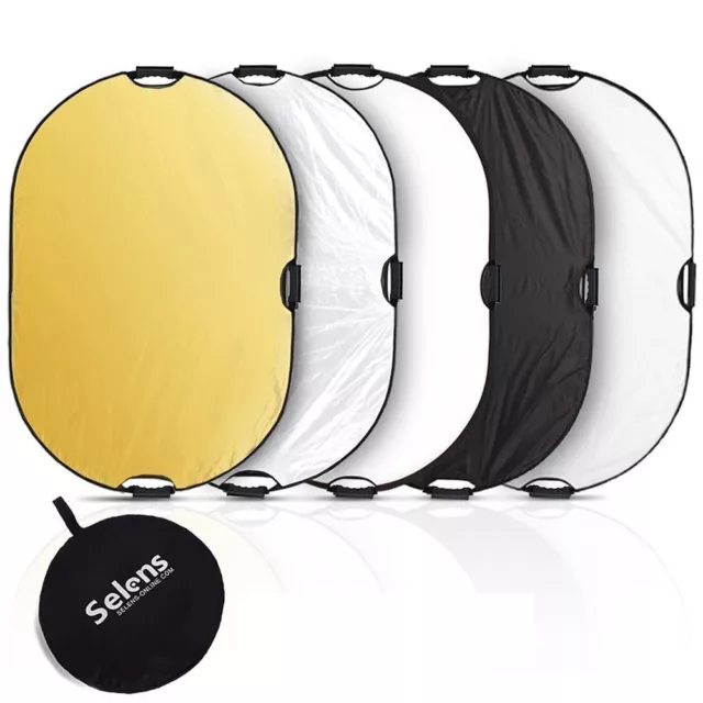 5 in 1 Faltreflektor Reflektor Diffusor Oval 60x90cm mit Tasche Studio Foto