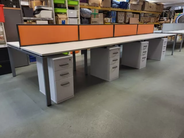 8 Person Desk, Call Centre Desk, Office Desks, Bench System with Pedestal