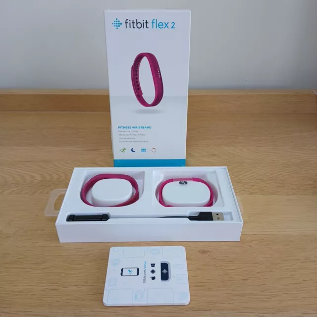 Fitbit Flex 2 Activity Tracker L & S Magenta Riemen Ladegerät verpackt Sehr guter Zustand getestet