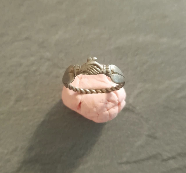 Ancienne Bague De Foi Promesse Argent In Fede Feodal Ancient Antik Silver Ring 