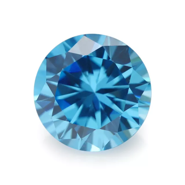 1~10mm Sea Blue Round Cut Loose Synthetic Loose Cubic Zirconia CZ Stone