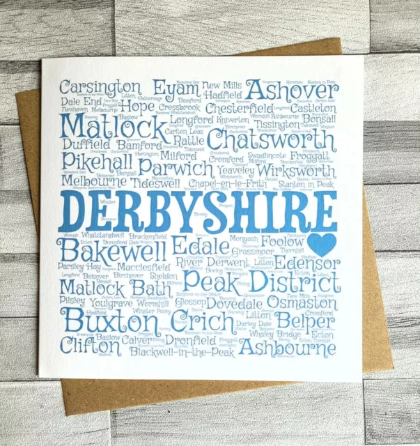 Derbyshire Peak District Towns & Villages Souvenir Blank Birthday Greeting Card