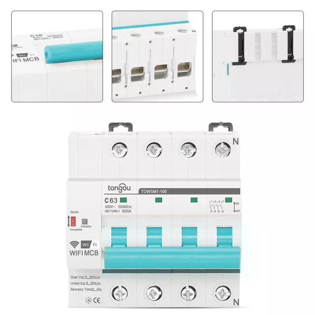 Din Rail WIFI Circuit Breaker Tuya APP Intelligent Timer SwitchMCB 16A 63A