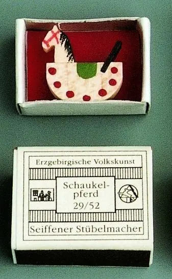 Mini Zündholzschachtel Reiterlein BxH 2,5 x 1,5 cm NEU Seiffen Miniatur Zündholz