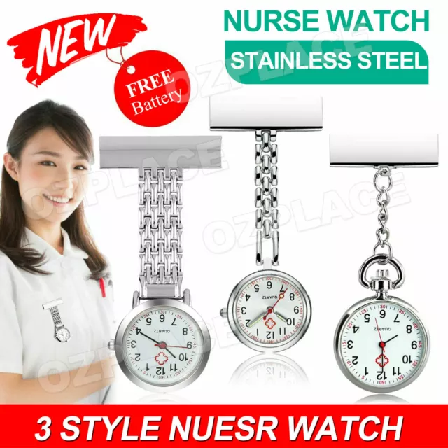 Vintage Silver Nurse Watch Metal Nursing Nurses Pendant Pocket Fob Brooch Quart