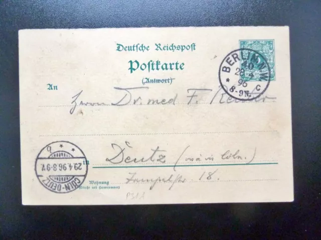 DR-Antwortpostkarte P31A, Stempel BERLIN und CÖLN-DEUTZ