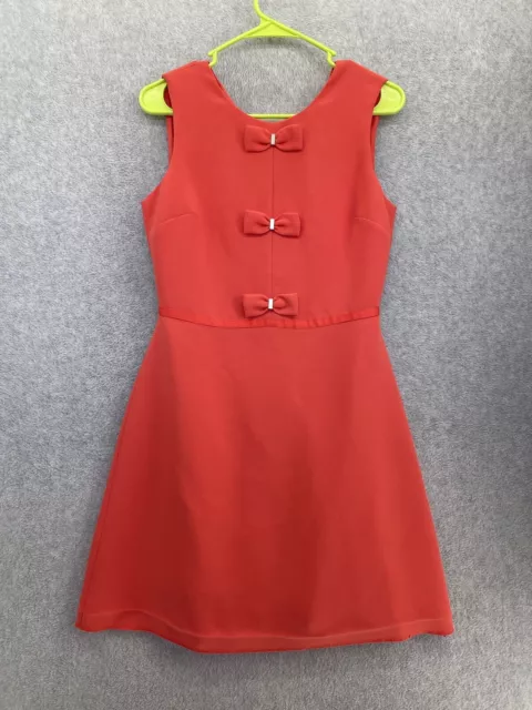 Maison Jules Women's Dress Fit & Flare Sleeveless Salmon Bows Size Small