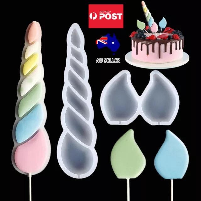 Silicone Unicorn Ear Horn Cake Toppers Chocolate Mold Baking Mould Ice Cube Tray