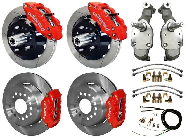 Wilwood Disc Brakes,13" Front & 12" Rear,2" Drop Spindles,59-64 Impala,Red