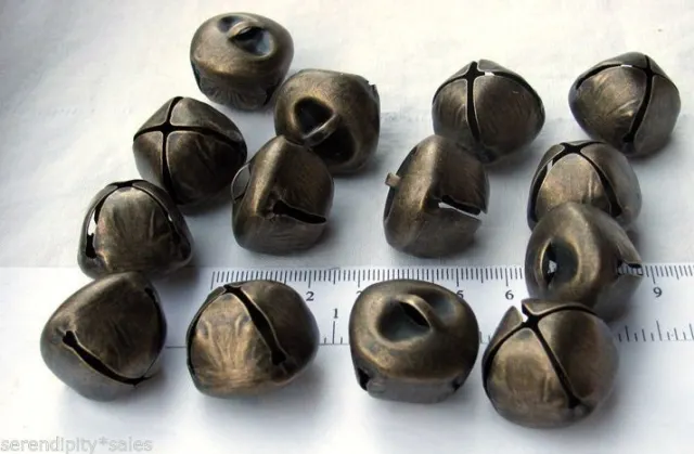 SET 75 Antik MESSING JINGLE BELLS 25 mm ~ Metall Handwerk Primitiv SteamPunk Country 3