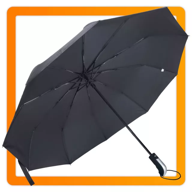 Automatik Regenschirm Schwarz Taschenschirm Schirm Fashion Reiseschirm 100cm