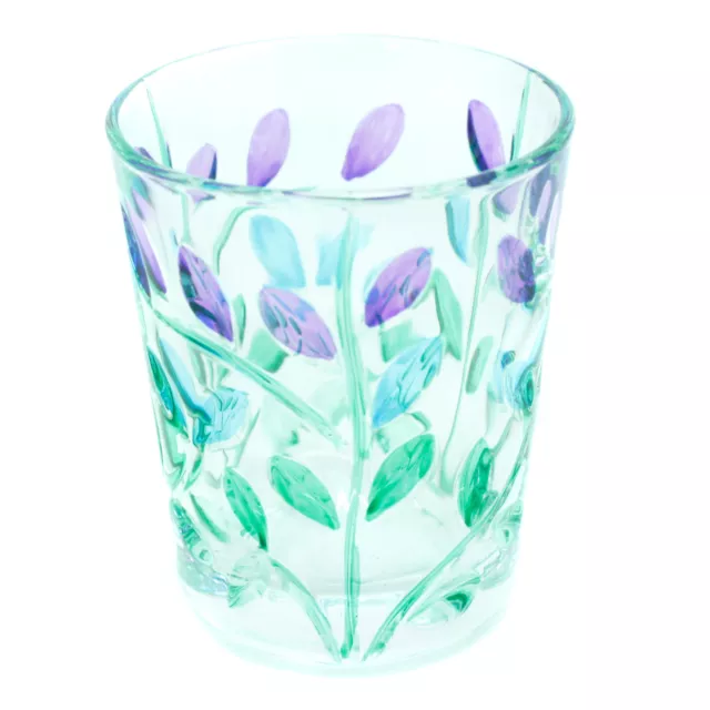 Cristal de Murano Tiro Violeta Verde Negro Pintado a Mano Flor Patrón 57ml