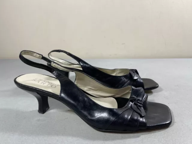 Franco Sarto Women's Black Leather Slingback Open Toe Sandals Size 7.5M