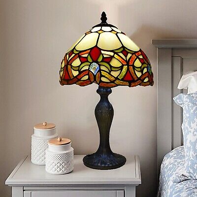 Lampada da tavolo stile Tiffany 10 pollici vetro colorato tonalità arte artigianale luce E27 Regno Unito