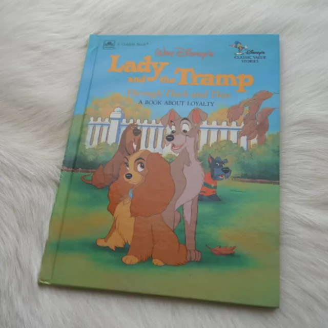 Vintage LADY AND THE TRAMP Movie Through Thick and Thin GOLDEN BOOK 1988 A4 Book