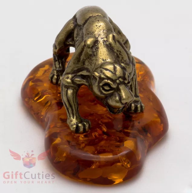 Solid Brass Amber Figurine of Cheetah Totem talisman IronWork 2