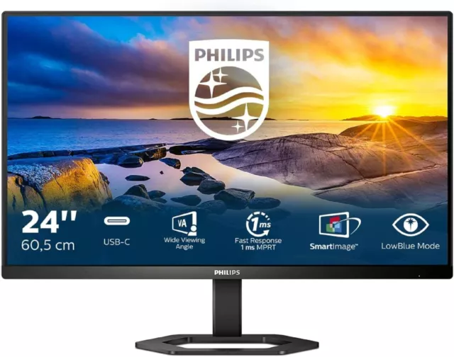 Philips PC Monitor FHD Computer Bildschirm 24 Zoll USB-C höhenverstellbar 4 ms