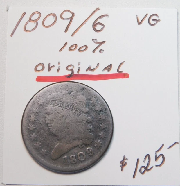 Scarce 1809 / 6 100% Original Half Cent V.g. Never Cleaned 214 Years Old!!!! ⭐⭐⭐